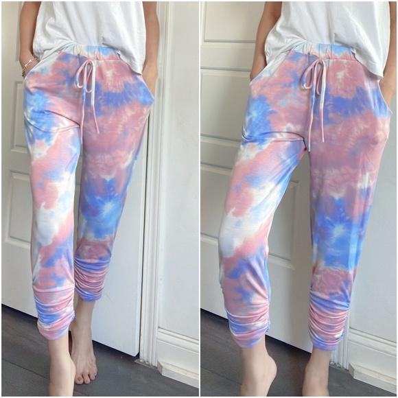 031 Boho Tie dye slouchy leg Joggers - Picture 3 of 4